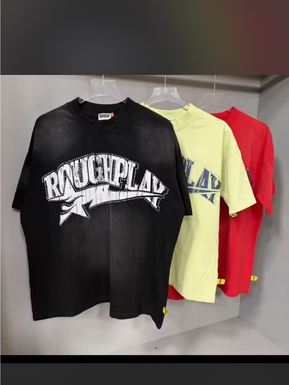 roughplay black Graphic Tee - Bold Logo Short Sleeve Shirt